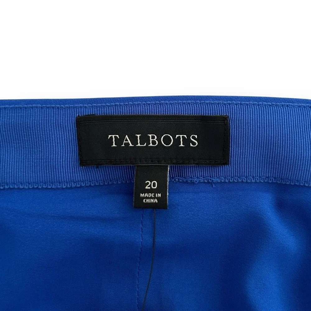 Talbots Women Size 20 Blue Gold Zipper Closure Straight Pencil Cotton Skirt NWT